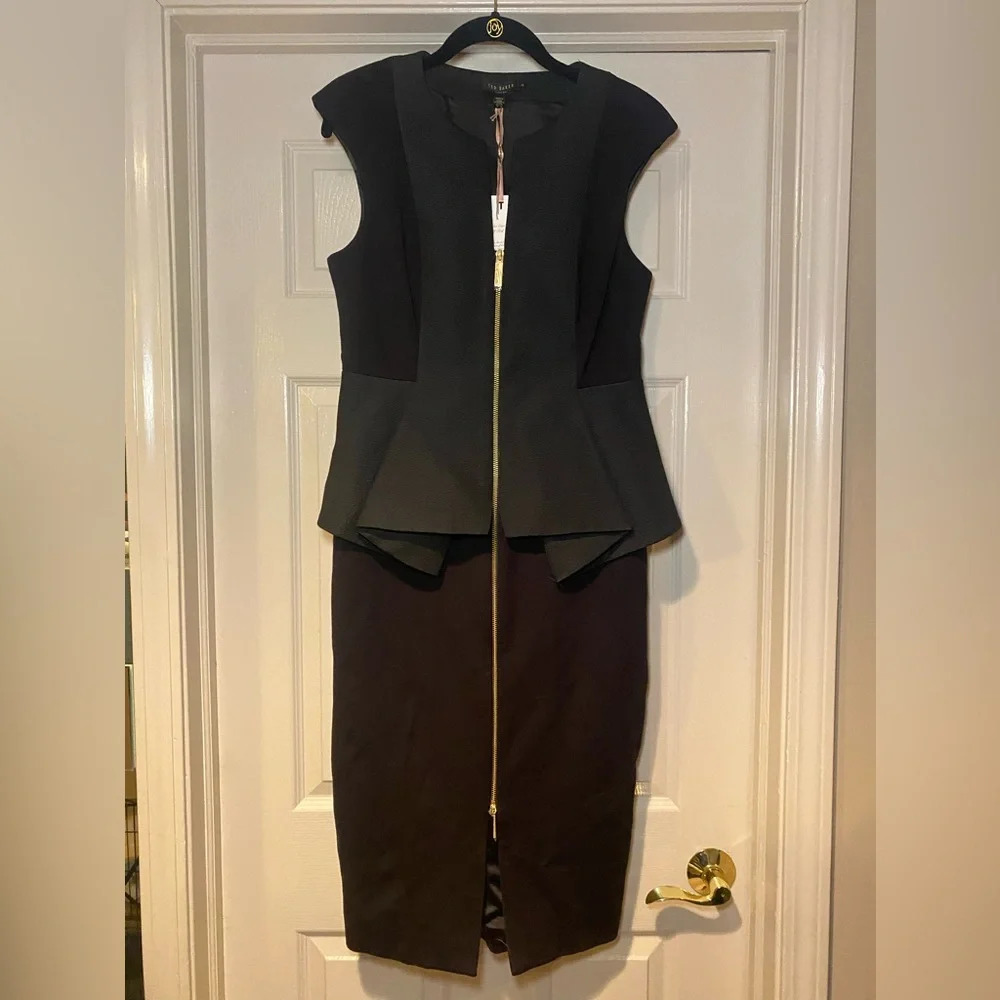 NWT Ted Baker Women’s Jamthun Peplum Zip Front Dress Designer Mini Sleeveless - Picture 8 of 13